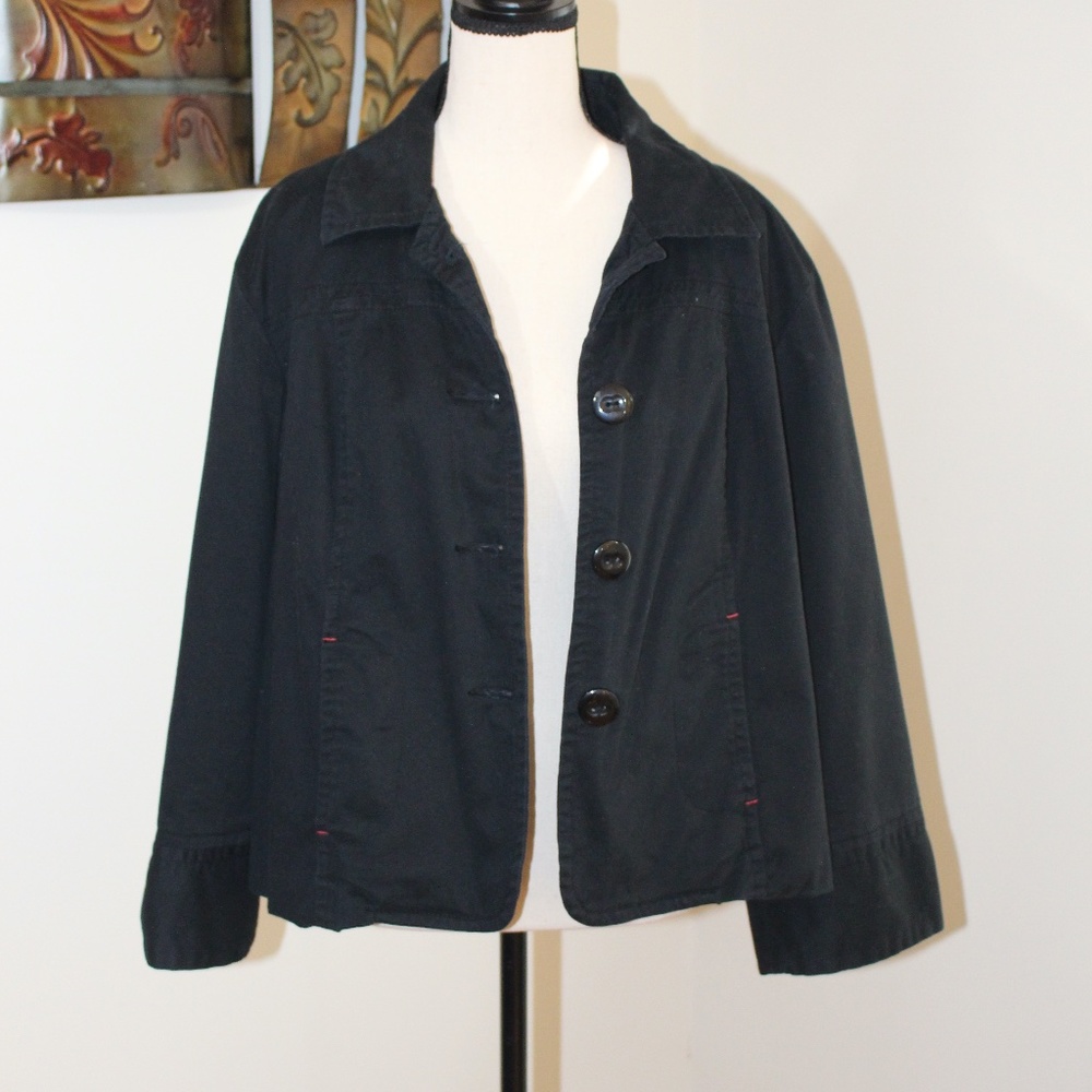 Chico's, black 4 button down light weight jacket